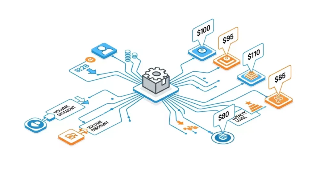 Schemat logiki cenowej w systemie B2B - macierz rabatów