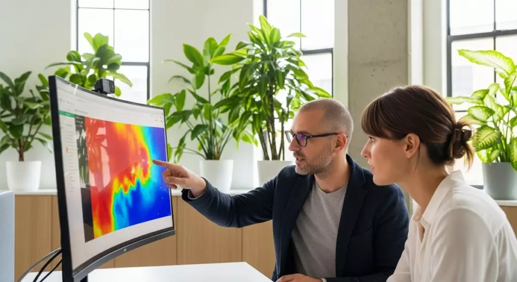 Specjaliści SEO i UX analizujący zachowania użytkowników na stronie