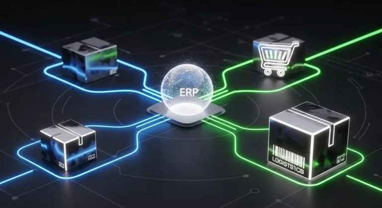 Schemat integracji systemu ERP ze sklepem internetowym i modułem logistycznym